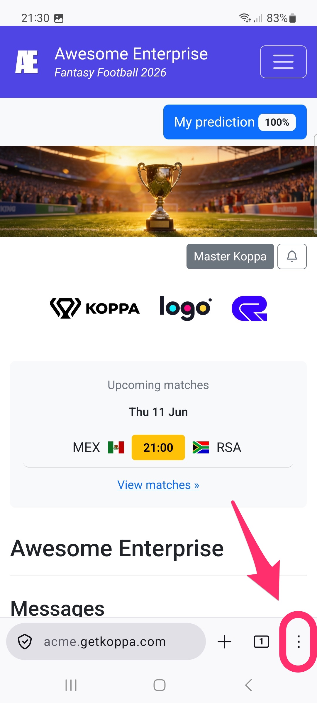 Firefox menu button on Android